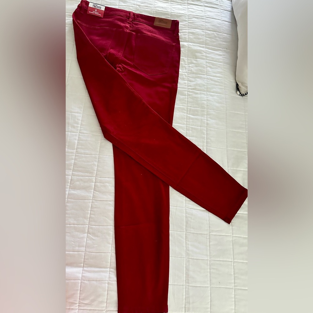 Tommy Hilfiger Women’s Burgundy Tribeca Skinny Cropped Fit Jeans New with Tags! - Picture 8 of 9